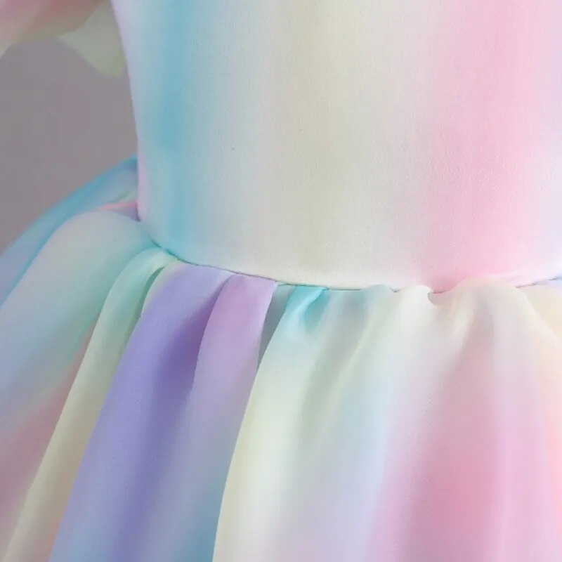 Rainbow Puff Sleeve Dress