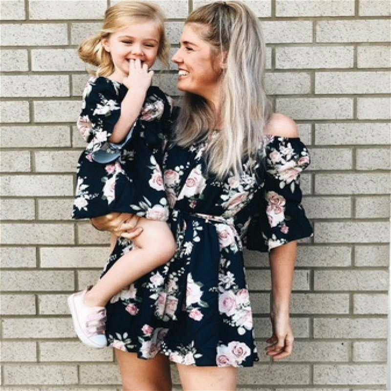 Mom and Me Off Shoulder Floral Mini Dress