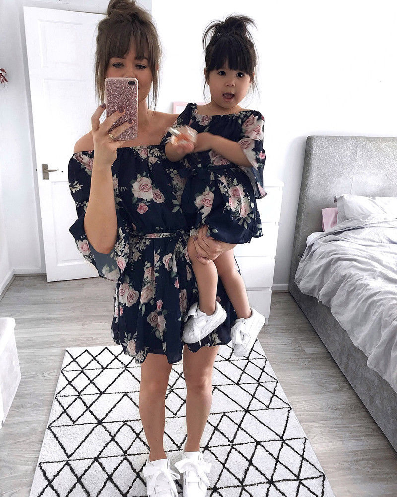 Mom and Me Off Shoulder Floral Mini Dress