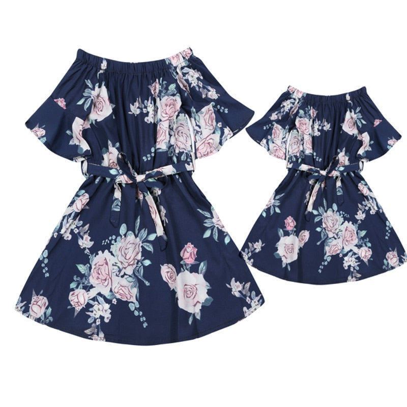 Mom and Me Off Shoulder Floral Mini Dress