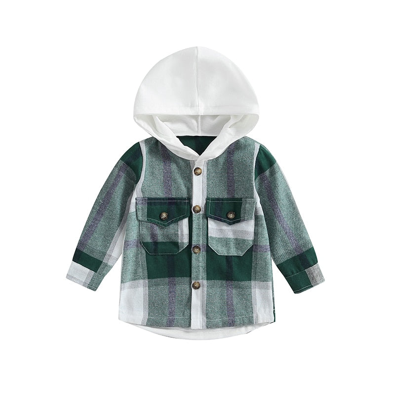 Plaid Long Sleeve Hooded Top