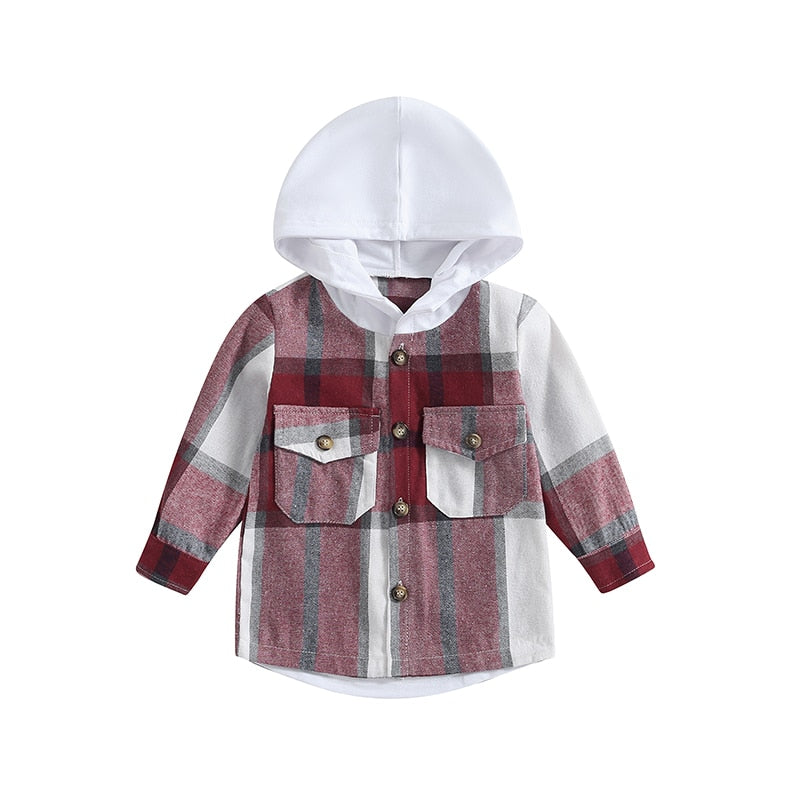 Plaid Long Sleeve Hooded Top
