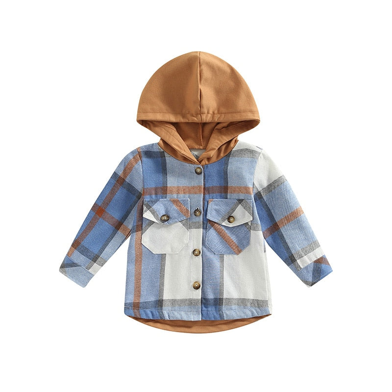 Plaid Long Sleeve Hooded Top
