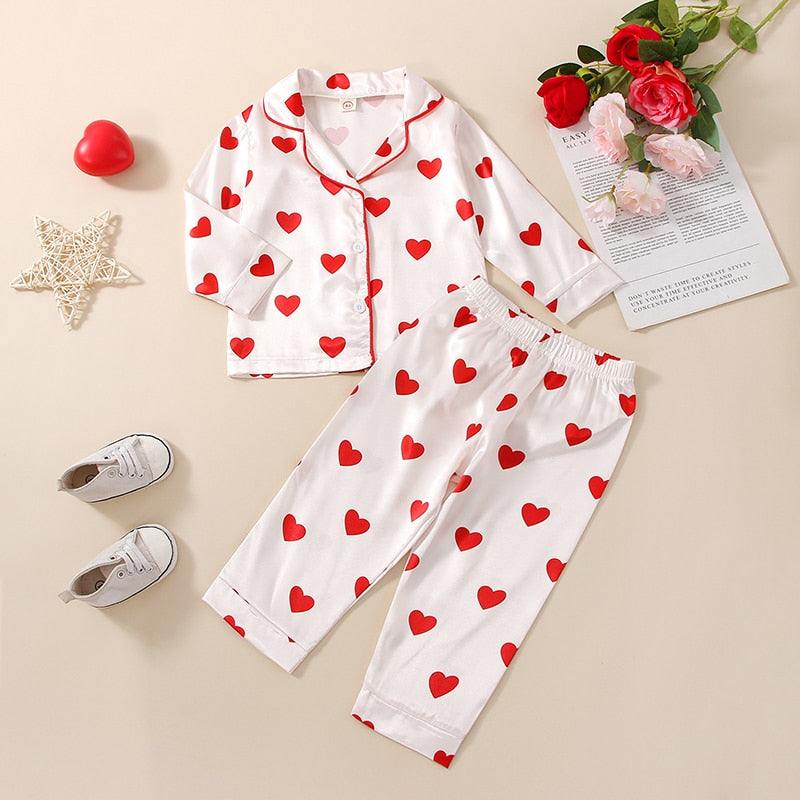 Heart Print Pajama Set