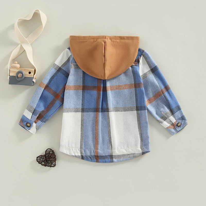 Plaid Long Sleeve Hooded Top
