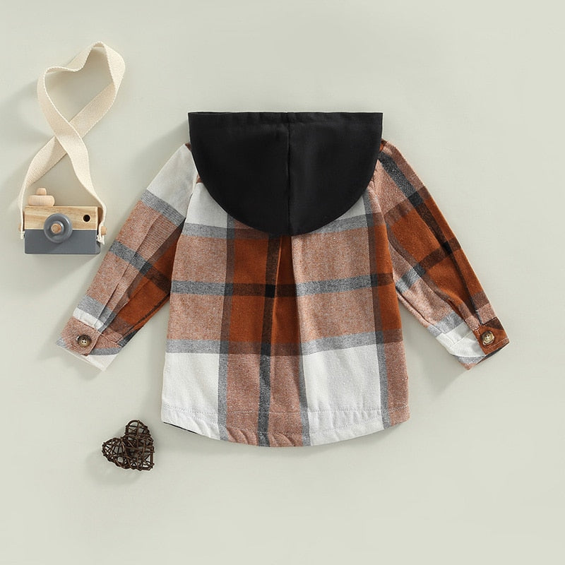 Plaid Long Sleeve Hooded Top