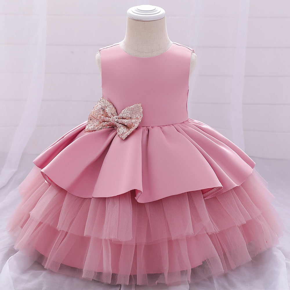 Ball Gown Princess Glitter Bow Dress