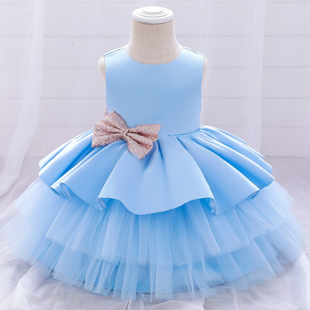 Ball Gown Princess Glitter Bow Dress
