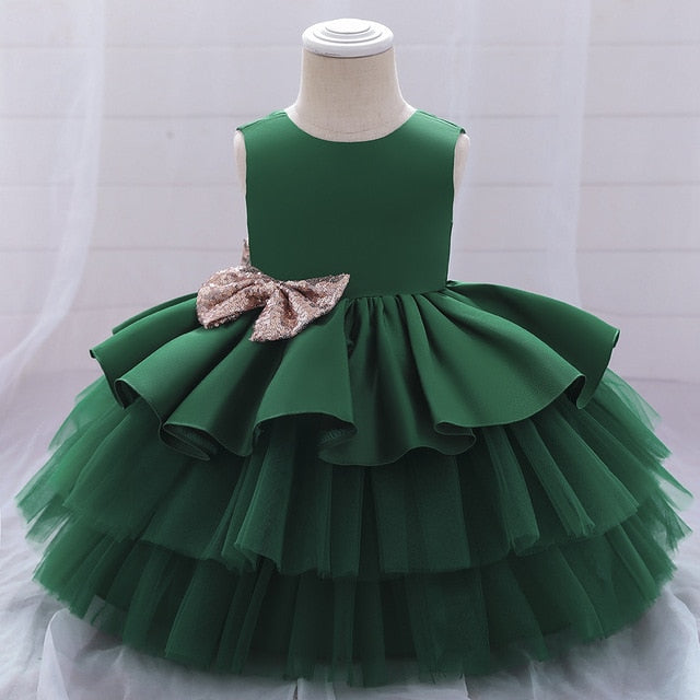 Ball Gown Princess Glitter Bow Dress