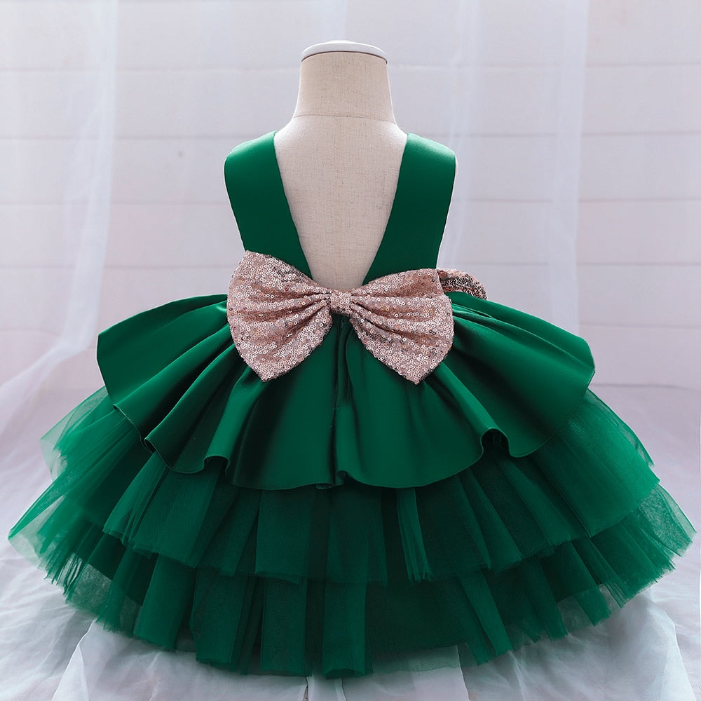 Ball Gown Princess Glitter Bow Dress