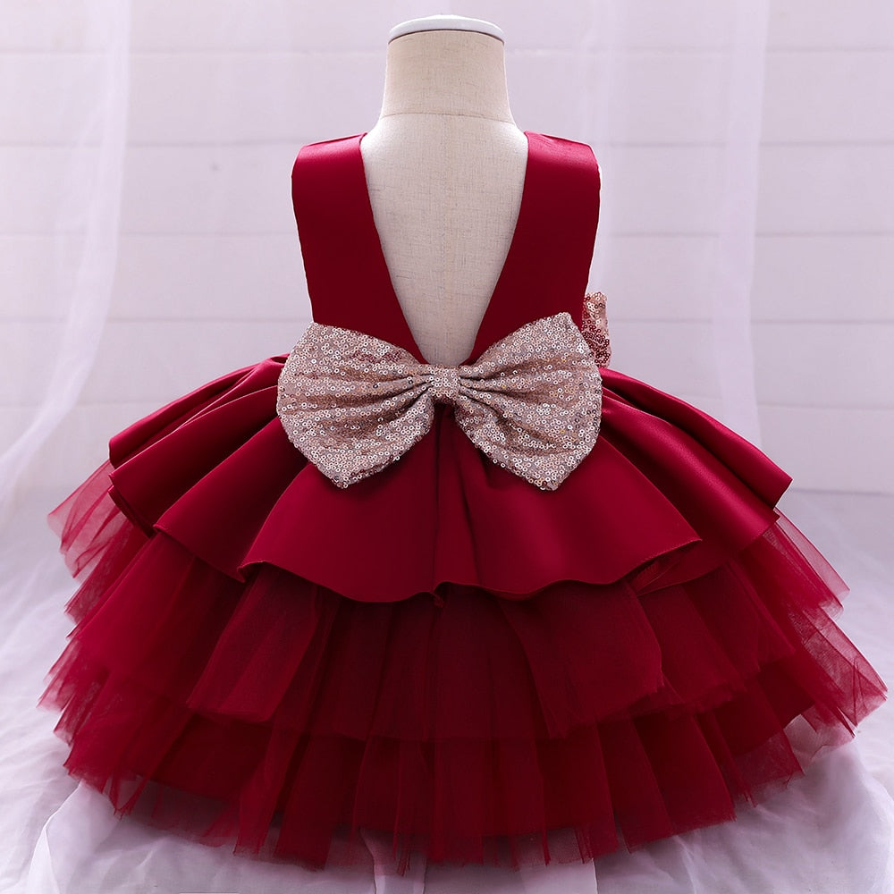 Ball Gown Princess Glitter Bow Dress