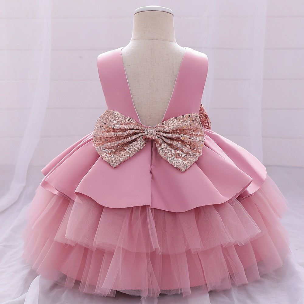 Ball Gown Princess Glitter Bow Dress