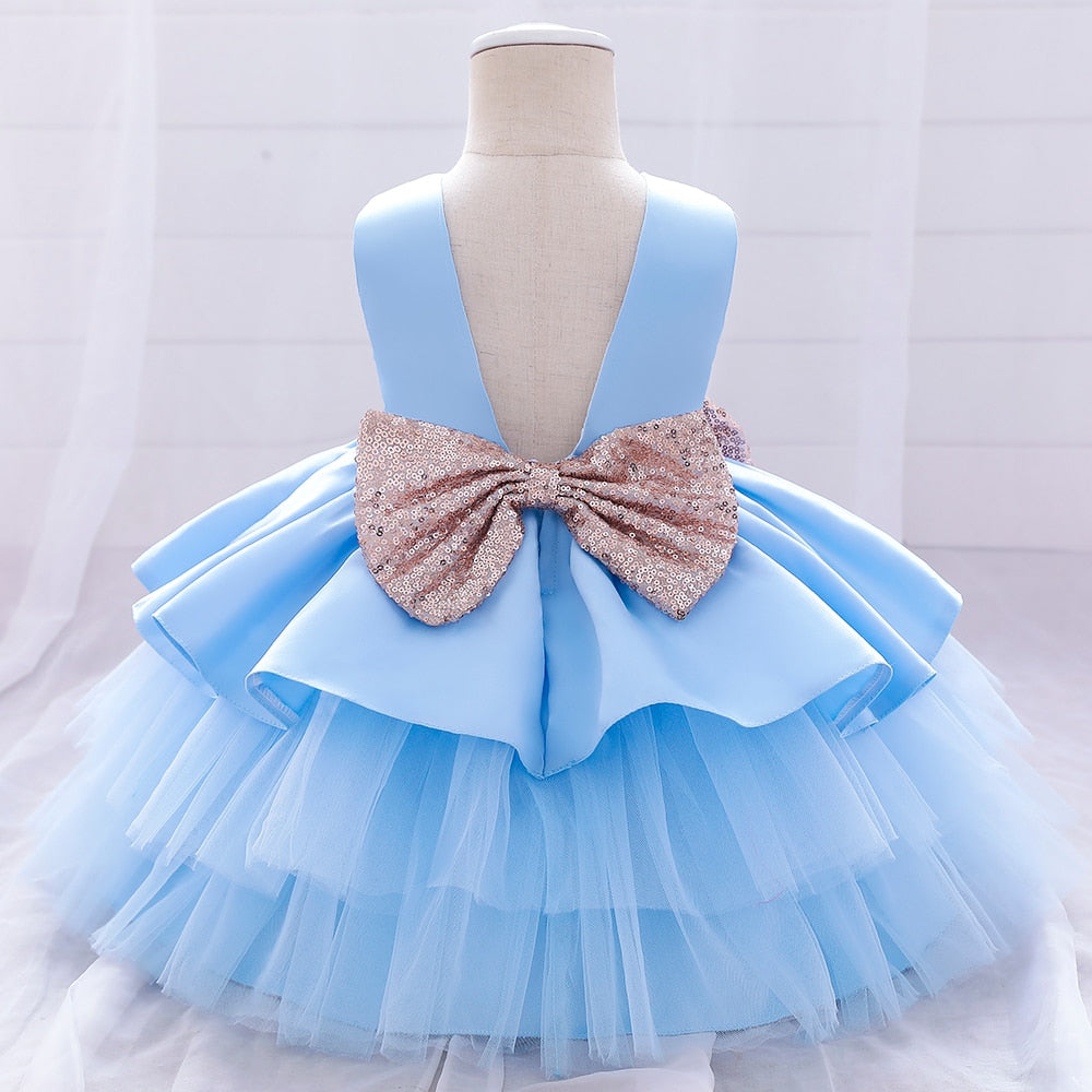 Ball Gown Princess Glitter Bow Dress