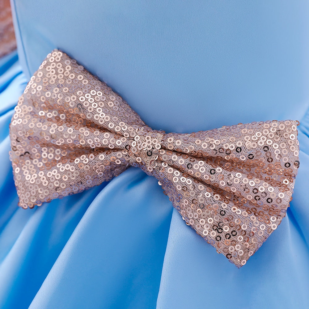 Ball Gown Princess Glitter Bow Dress