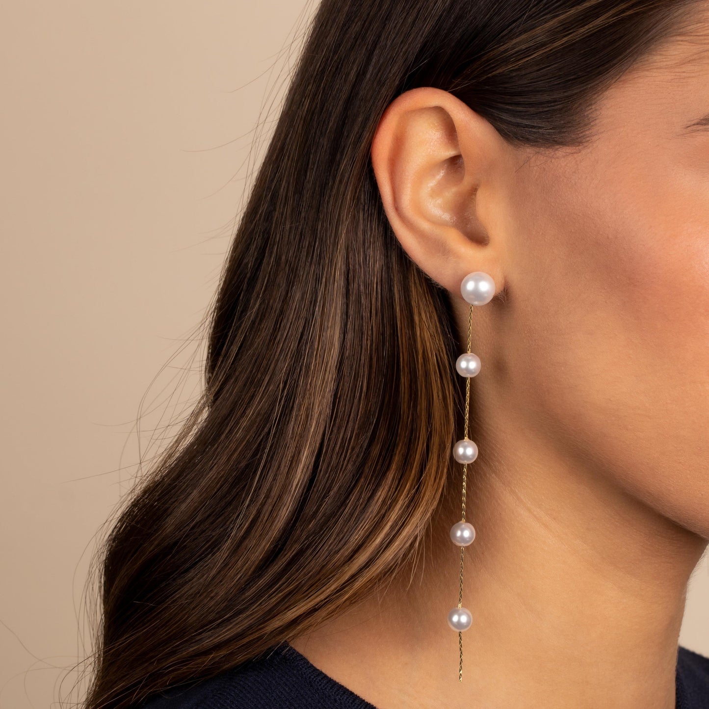 Multi Pearl Drop Stud Earring By Adina Eden