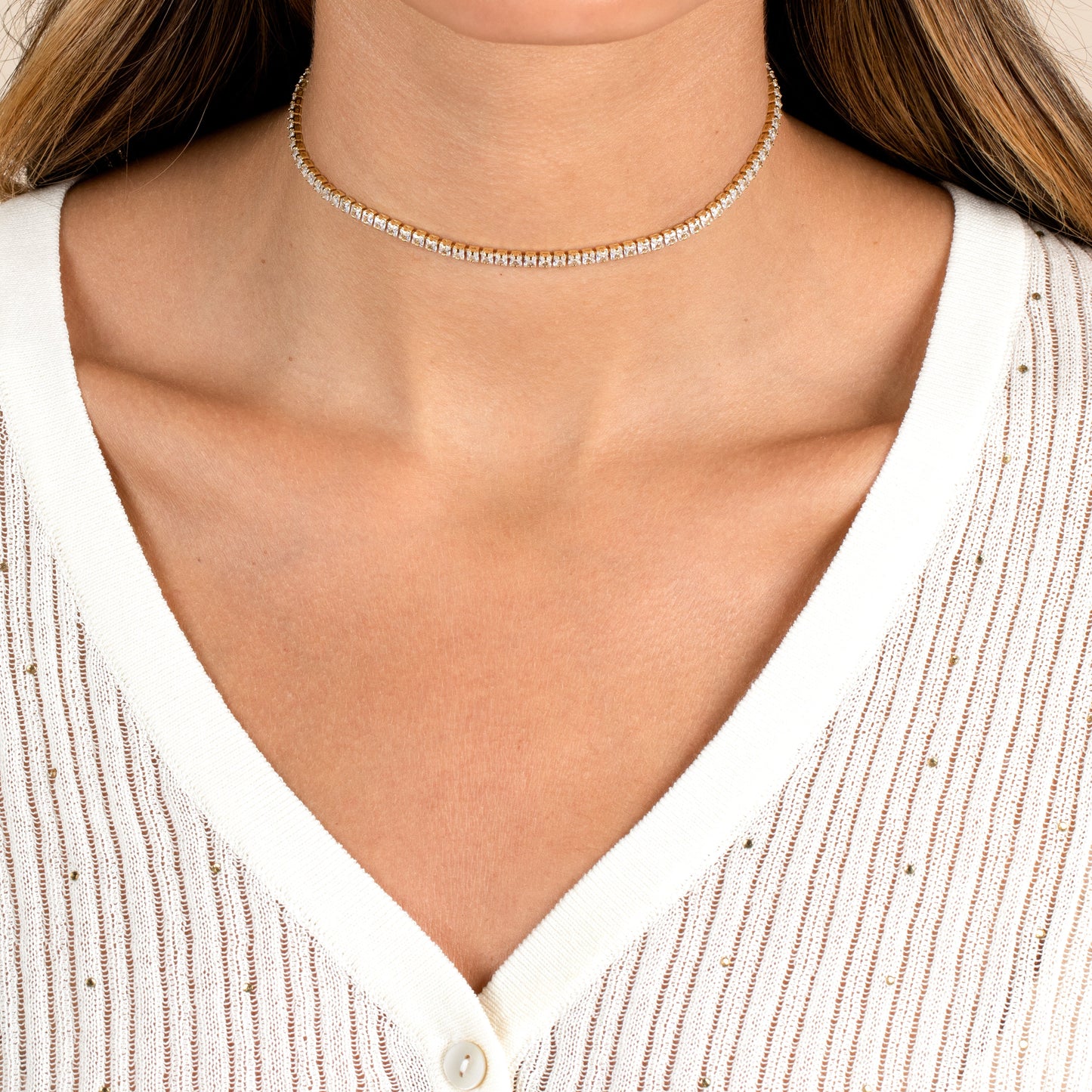 CZ Princess Tennis Choker By Adina Eden