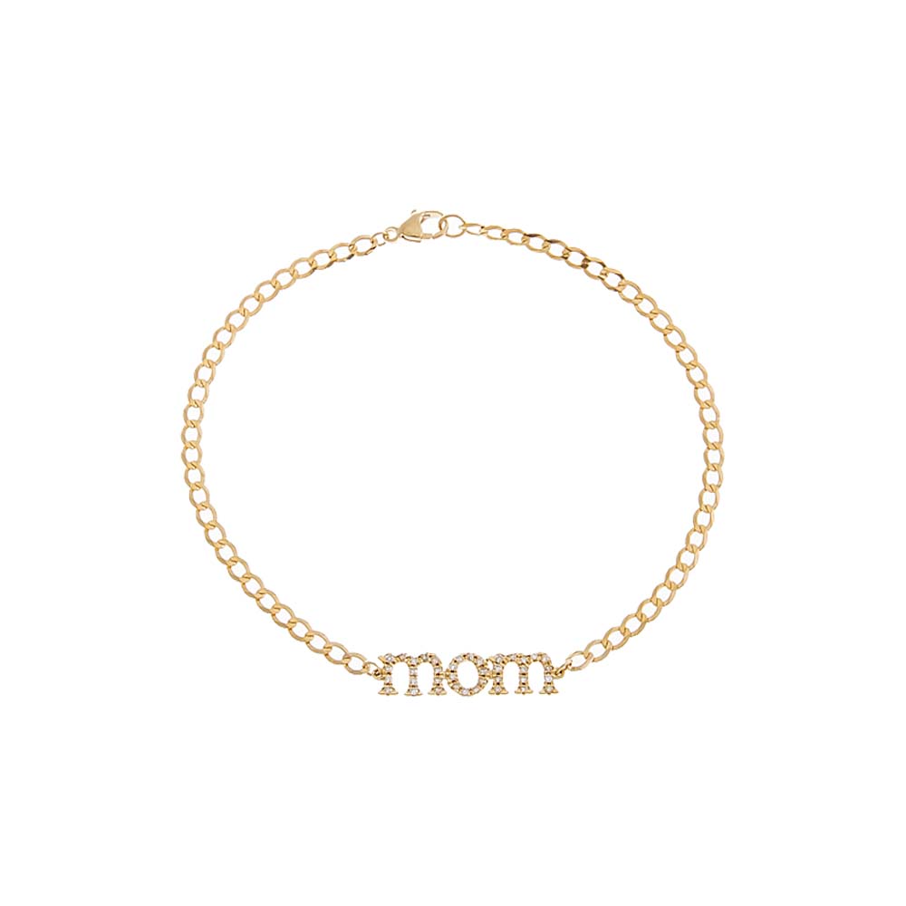 Diamond Pave Mom Lowercase Bracelet 14K By Adina Eden