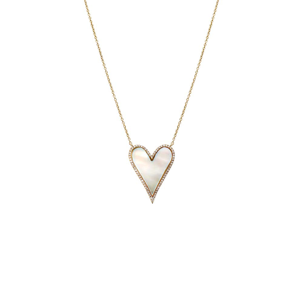 Large Diamond Pave Outlined Colored Stone Heart Necklace 14K By Adina Eden