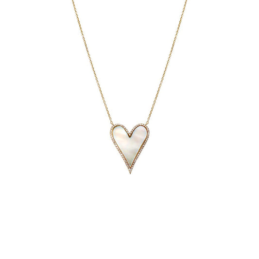 Large Diamond Pave Outlined Colored Stone Heart Necklace 14K By Adina Eden