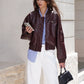 Women Pu Leather Bomber Jacket