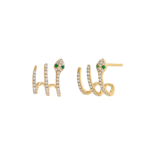 Diamond Pavé Snake Cage Stud Earring 14K