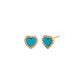 Diamond Pave Colored Stone Heart Stud Earring 14K