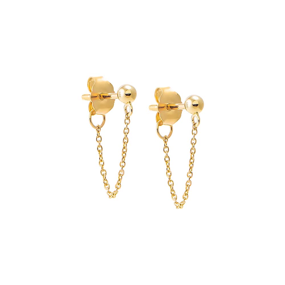 Front Back Chain Stud Earring 14K By Adina Eden