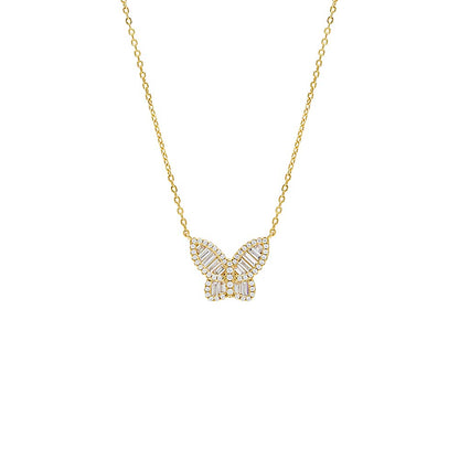 Large Pavé X Baguette Butterfly Necklace By Adina Eden