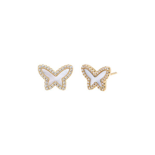 Pave Colored Stone Butterfly Stud Earring