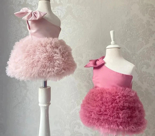 Off Shoulder Bow Layered Tutu Dress