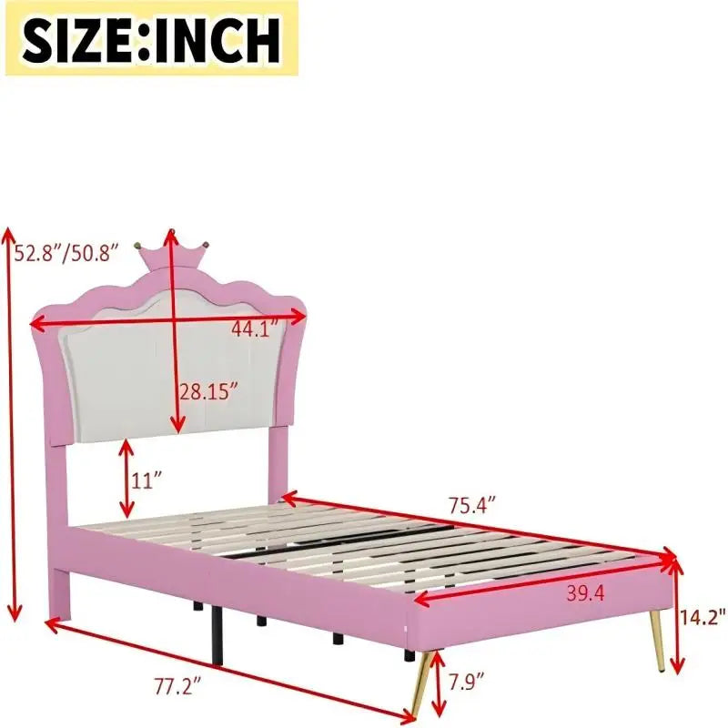 Princess Bed Twin Upholstered Bed with LED