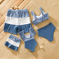 Family Matching Color Block Swimwear