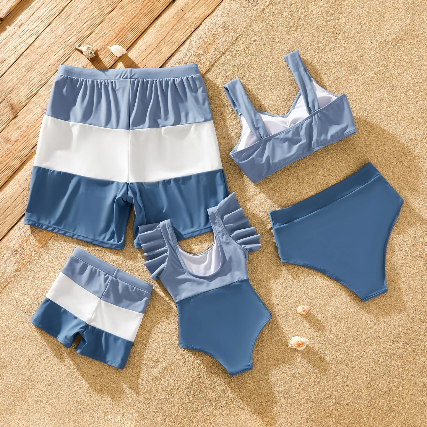 Family Matching Color Block Swimwear