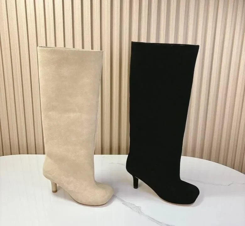 Round Toe High Heel Boots