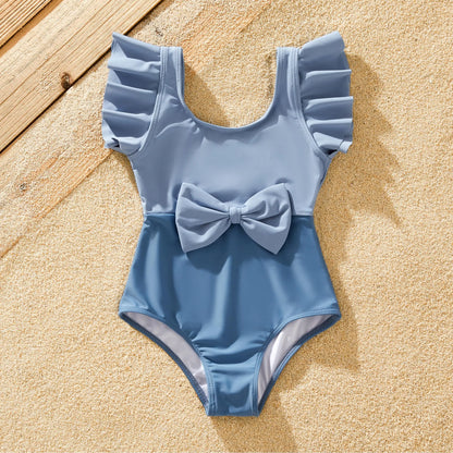 Family Matching Color Block Swimwear