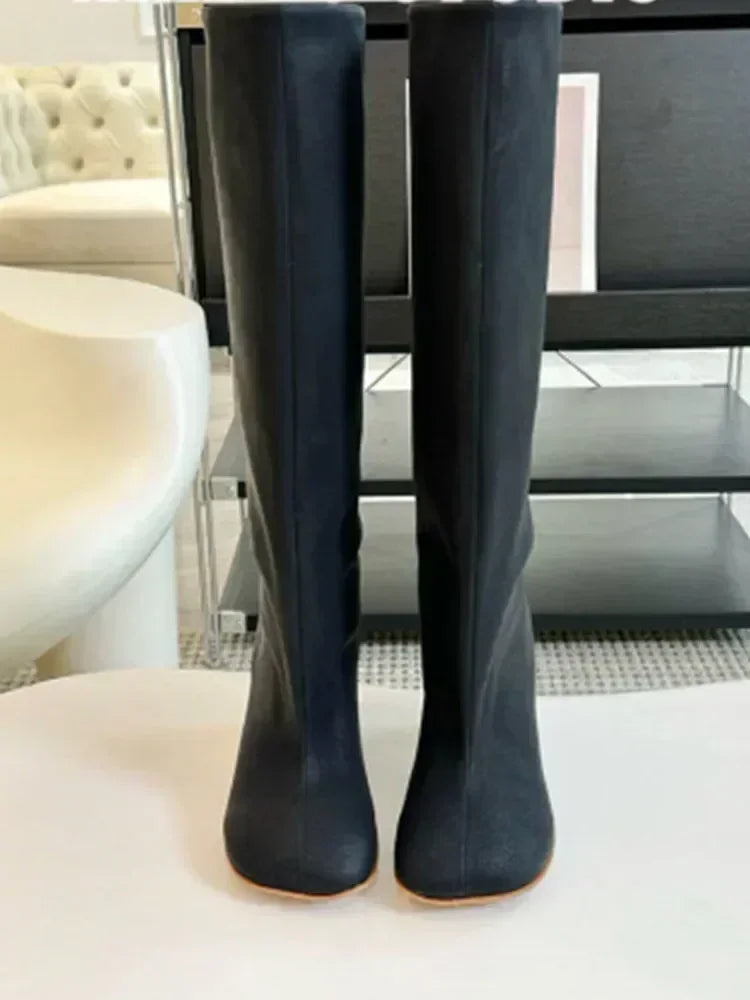 Round Toe High Heel Boots