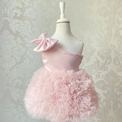 Off Shoulder Bow Layered Tutu Dress