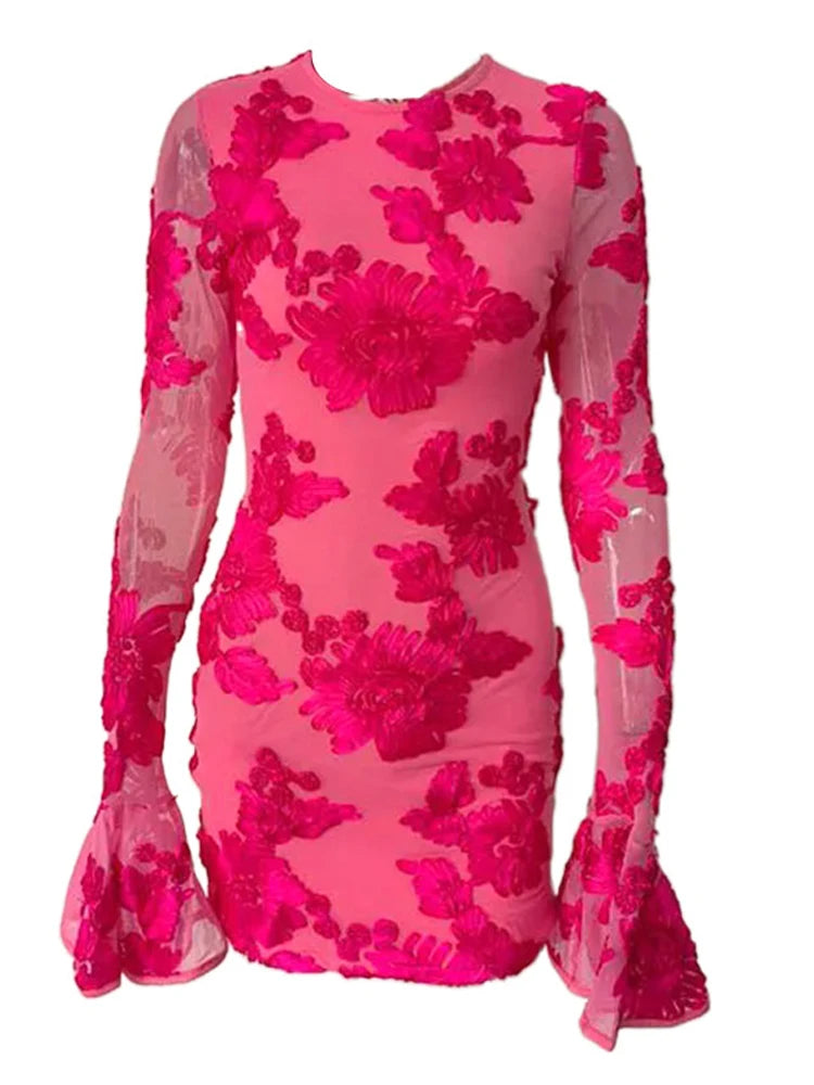 Glam Pink Rose Party Dress