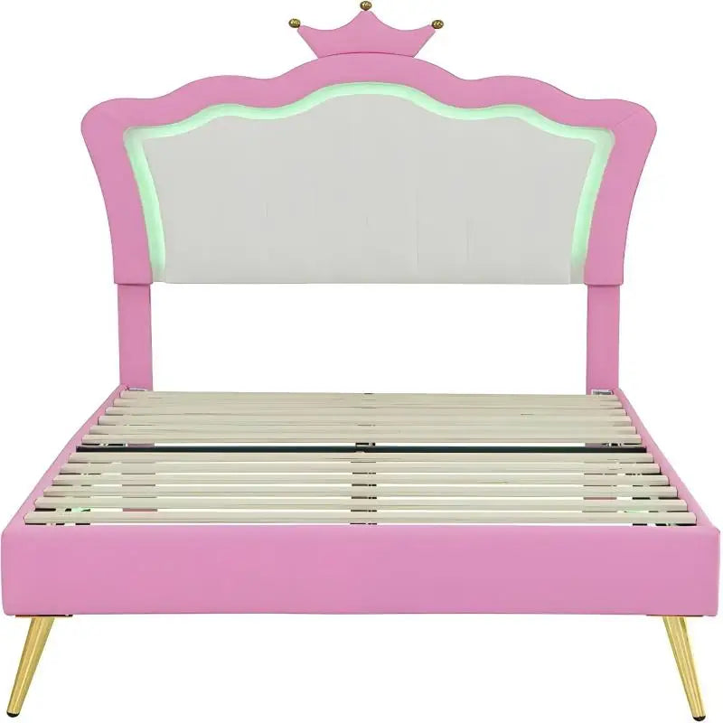 Princess Bed Twin Upholstered Bed with LED