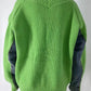 Denim Patchwork Knit Cardigan Sweater