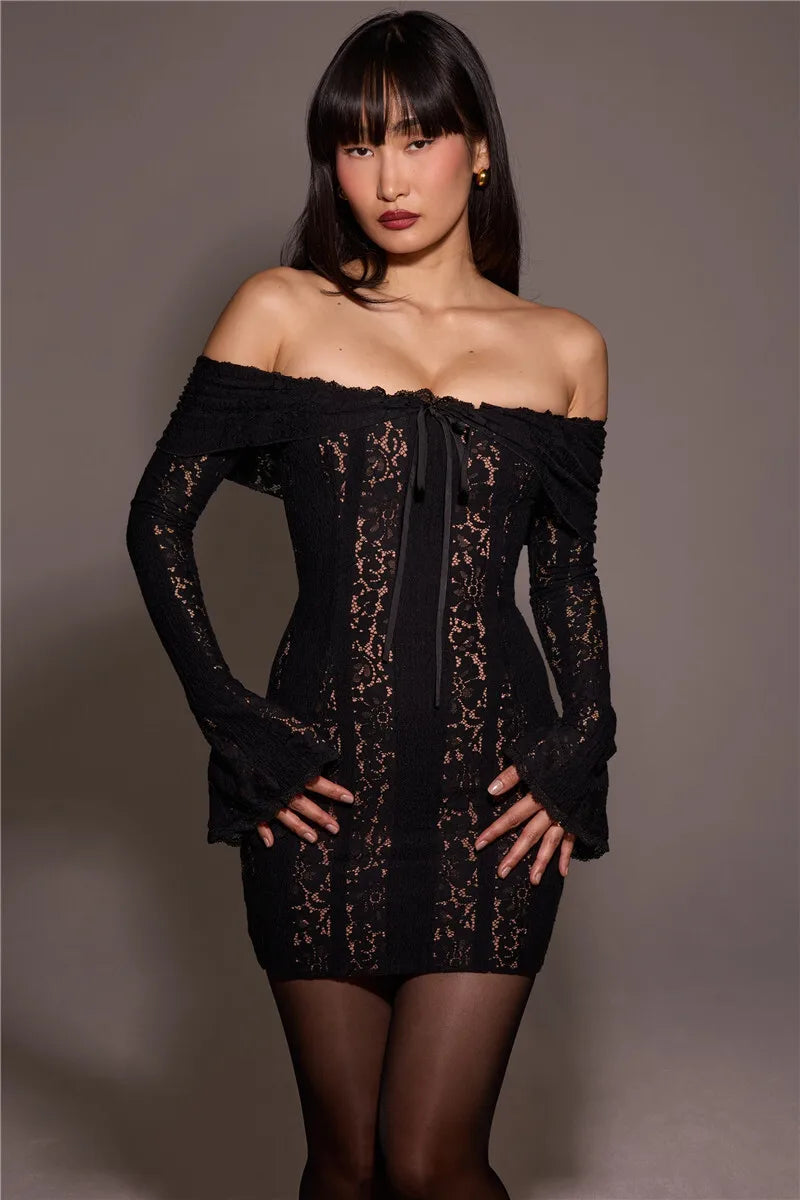 Lacey Off-shoulder Sexy Dress