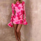 Glam Pink Rose Party Dress