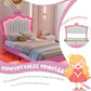 Princess Bed Twin Upholstered Bed with LED