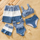 Family Matching Color Block Swimwear