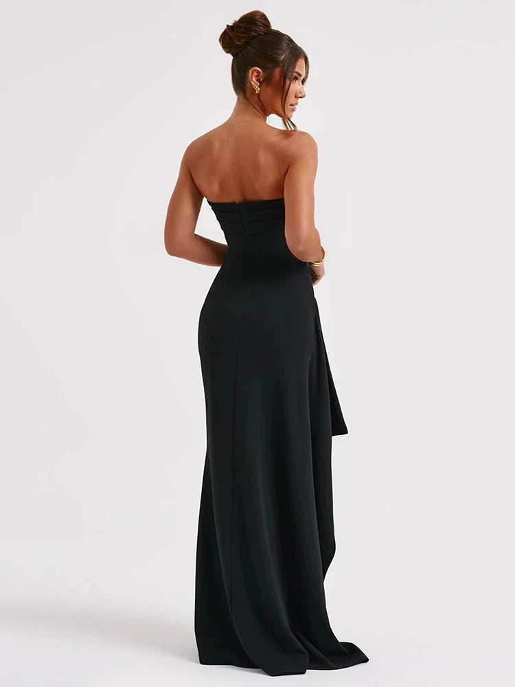 Strapless High Split Maxi Dress