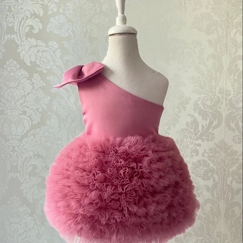 Off Shoulder Bow Layered Tutu Dress