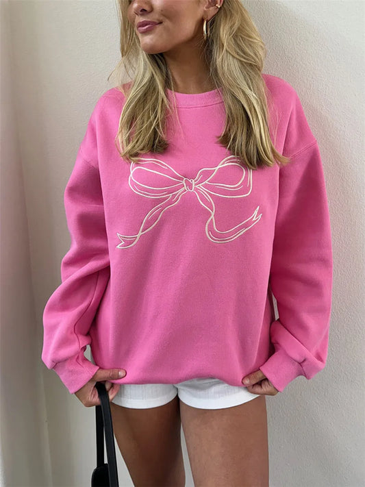 Bow Print Crew Neck