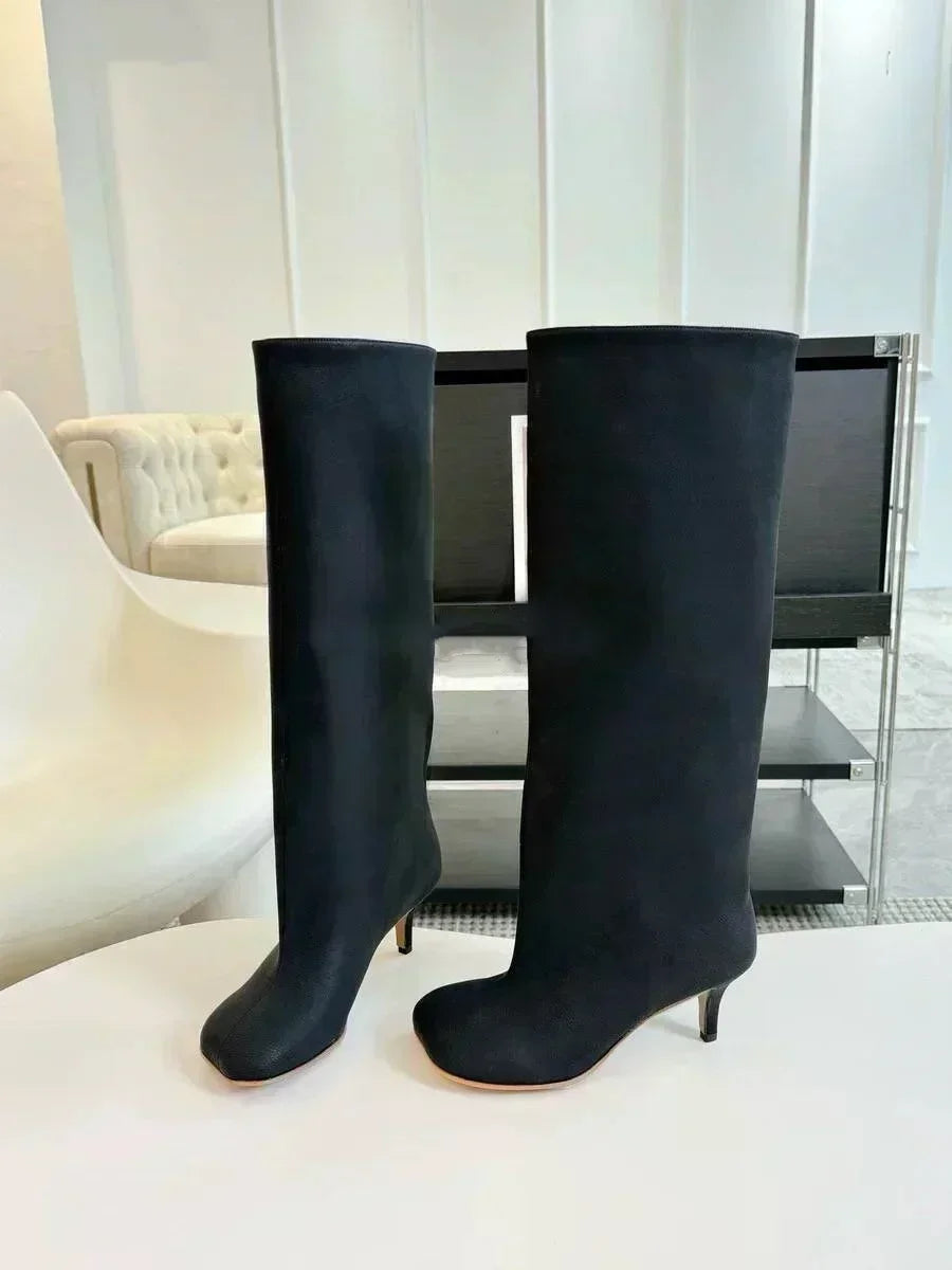 Round Toe High Heel Boots