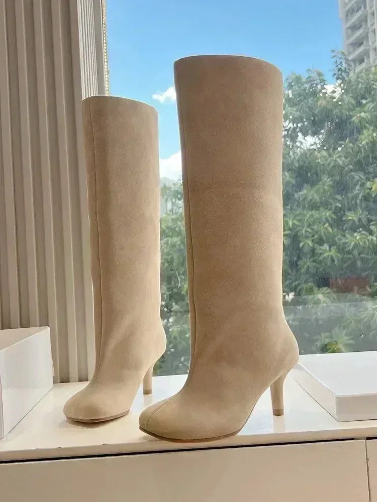 Round Toe High Heel Boots