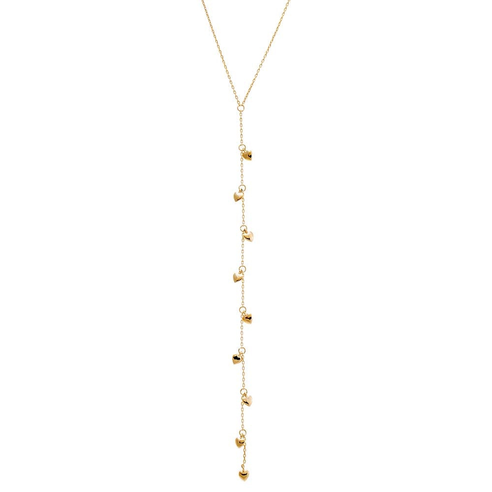 Solid Puffy Hearts Lariat Necklace 14K By Adina Eden